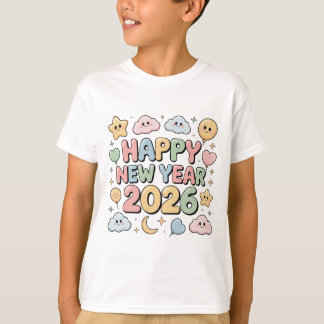 Cute Baby Cartoon New Year 2026 Illustration T-shirt
