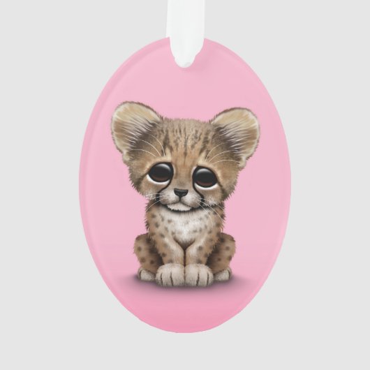 Cute Baby Cheetah Cub op Roze Ornament (achterkant)