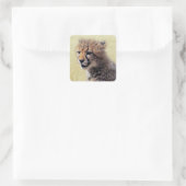 Cute baby Cheetah Cub Vierkante Sticker (Tas)