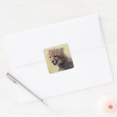 Cute baby Cheetah Cub Vierkante Sticker (Envelop)