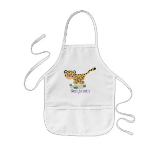 Cute baby cheetah draaiende cartoon illustratie kinder schort