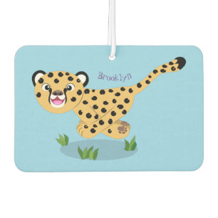 Cute baby cheetah draaiende cartoon illustratie luchtverfrisser