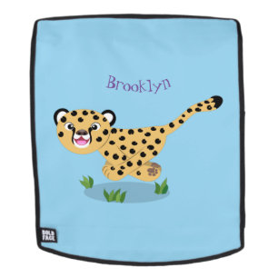 Cute baby cheetah draaiende cartoon illustratie rugtassen