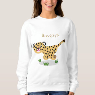 Cute baby cheetah draaiende cartoon illustratie trui