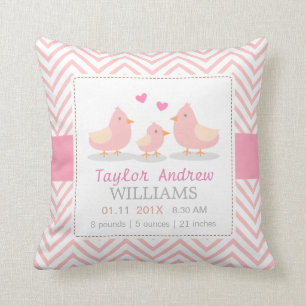 Cute Baby Chick Bird Family Baby Girl Room Decor Kussen