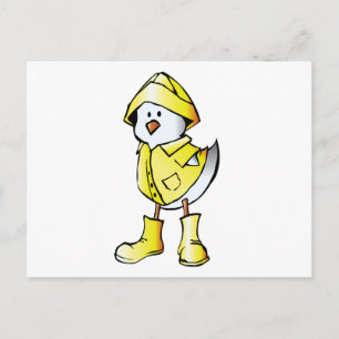 Cute Baby Chick die een gele regenjas draagt Briefkaart