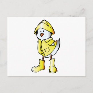Cute Baby Chick die een gele regenjas draagt Briefkaart