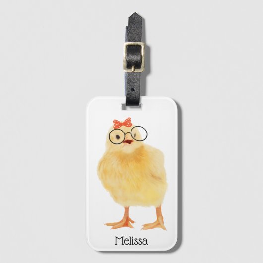 Cute Baby Chick met bril Bagagelabel (Voorkant (verticaal))