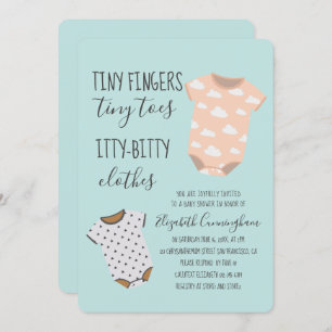 Cute Baby Clothes Baby shower Party Invitation Kaart