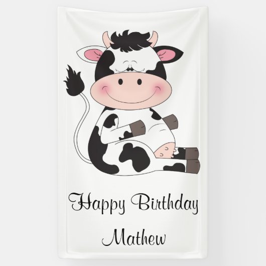 Cute Baby Cow Cartoon Spandoek (Verticaal)