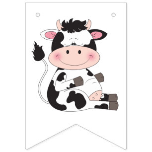 Cute Baby Cow Cartoon Vlaggetjes