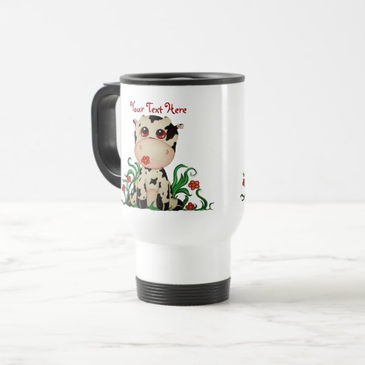 Cute Baby Cow  Travel Mug Reisbeker (Voorkant links)