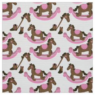 Cute Baby Cowgirl Pink Rocking Horse Stof