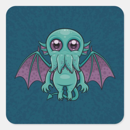Cute Baby Cthulhu Monster Vierkante Sticker (Voorkant)