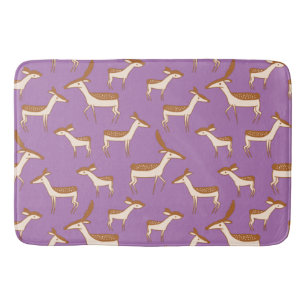 Cute Baby Deer and Family on Lavender Paars Badmat