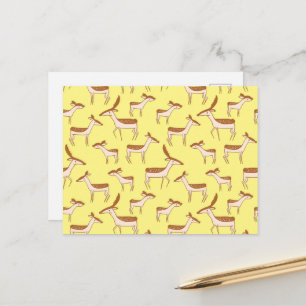 Cute Baby Deer and Family on Pastel Yellow Briefkaart