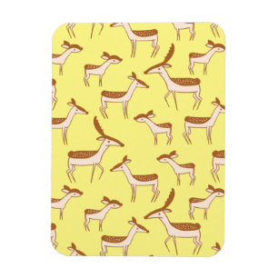 Cute Baby Deer and Family on Pastel Yellow Magneet