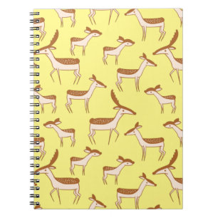 Cute Baby Deer and Family on Pastel Yellow Notitieboek