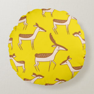 Cute Baby Deer and Family Rond Kussen