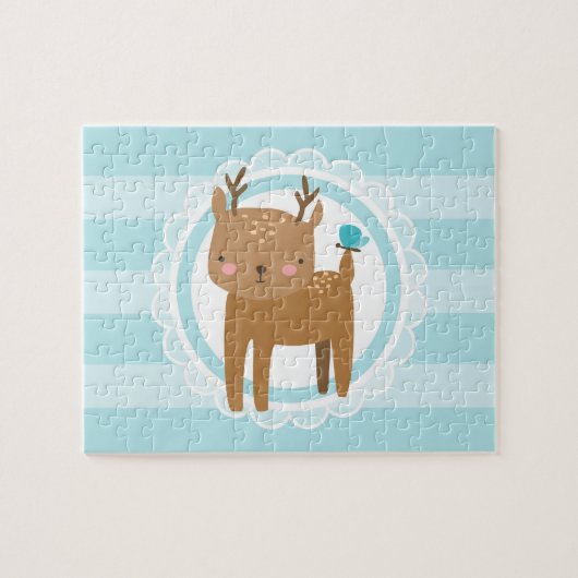 Cute Baby Deer Blue Legpuzzel (Horizontaal)