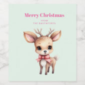Cute Baby Deer Cartoon Illustration Wijn Etiket (Enkel label)