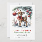 Cute baby deer Christmas kids invitation editable  (Devant)