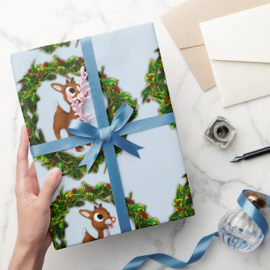 Cute Baby Deer Kerstmis Cadeaupapier