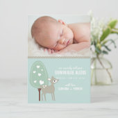 Cute Baby Deer Photo Birth Announements Aankondiging (Staand voorkant)