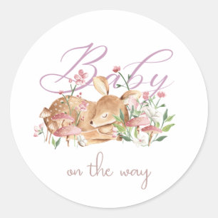 Cute Baby Deer Sleeping in Woodland Garden Ronde Sticker
