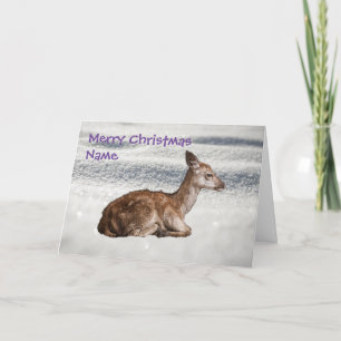 Cute Baby Deer Snowy-kerstkaart Feestdagen Kaart