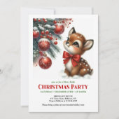 Cute baby deer watercolor Christmas invitation  (Devant)