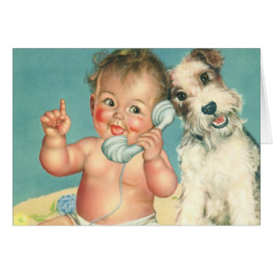  Cute Baby die op Puppy Dog van de Telefoon spreek
