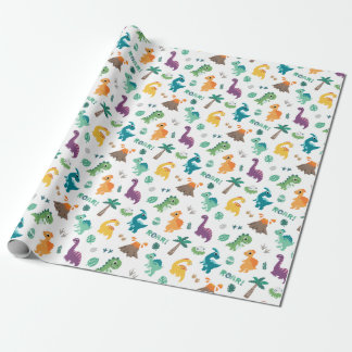 Cute Baby Dino patroon Kinderen Birthday Party Cadeaupapier