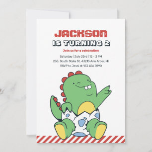 Cute Baby Dinosaur in Egg Kids Birthday Invitation Kaart