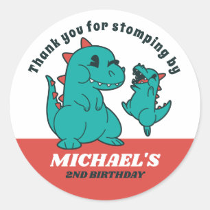 Cute Baby Dinosaur Kids Birthday Party Baby shower Ronde Sticker
