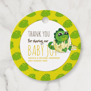 Cute Baby Dinosaur komt uit het ei Verjaardagsfees Bedankjes Labels