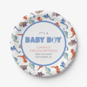 Cute Baby Dinosaur Pattern Print Papieren Bordje