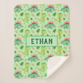 Cute Baby Dinosaur T-Rex Stegosaurus Persoonlijk Sherpa Deken