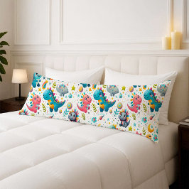 Cute Baby Dinosaur Teal Dino Body Pillow Cover Lichaamskussen