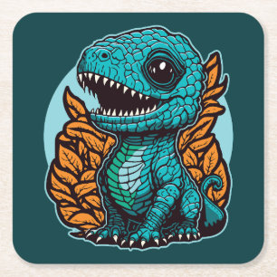 Cute Baby Dinosaur Vierkante Kartonnen Onderzetter