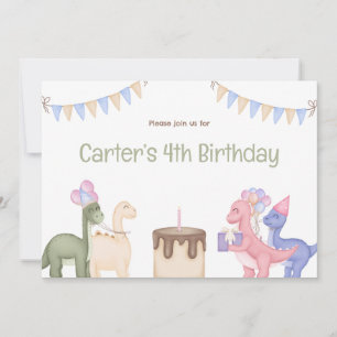 Cute Baby dinosaurussen en Cake Child Birthday Kaart