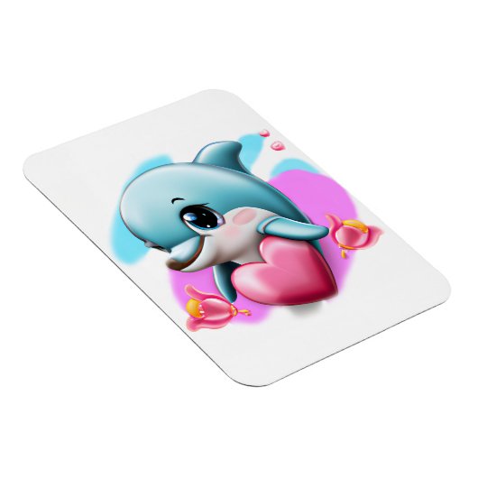 Cute Baby Dolphin met Valentijns hart Magneet (Rechterzijde)