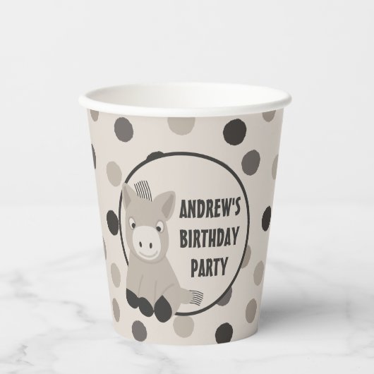 Cute Baby Donkey Birthday Party Papieren Bekers (Voorkant)