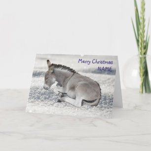 Cute Baby Donkey op sneeuwkerst Feestdagen Kaart