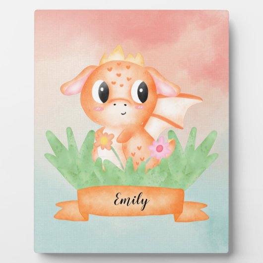 Cute Baby Dragon Aquarelle Plaque (Devant)