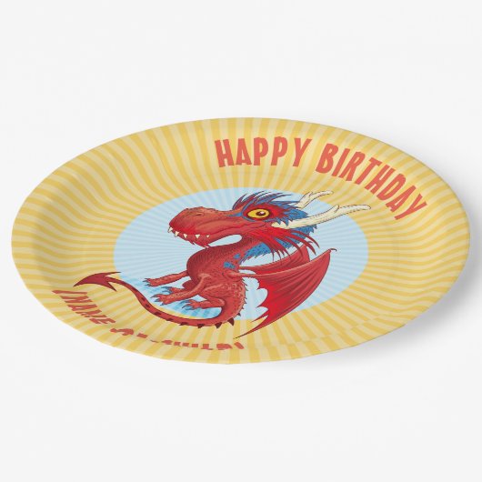 Cute Baby Dragon Birthday Bord (Gekanteld)