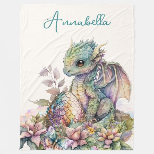 Cute Baby Dragon Egg Fleece Deken (Voorkant)