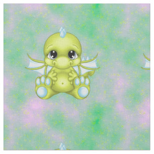 Cute Baby Dragon Green & Blue Stof