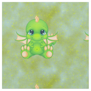 Cute Baby Dragon Green & Oranje Stof