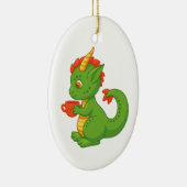 Cute Baby Dragon Holding Cup Keramisch Ornament (Rechts)
